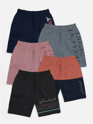 Hellcat Short For Boys Casual Printed, Colorblock Cotton Blend(Multicolor, Pack of 5)