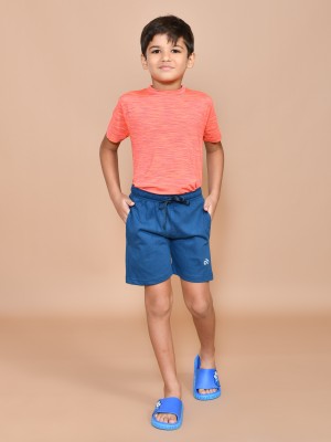 SKYKNIT Short For Boys Casual Solid Cotton Blend(Blue, Pack of 1)