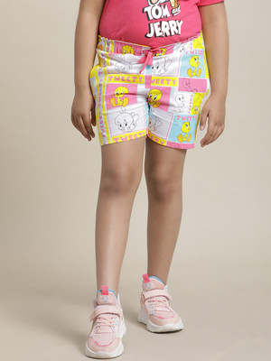 kidsville Short For Girls Casual Graphic Print Cotton Blend(Multicolor, Pack of 1)