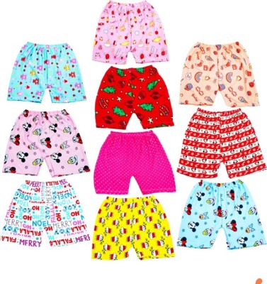 Madefa Short For Baby Boys & Baby Girls Casual Printed Cotton Blend(Multicolor, Pack of 10)