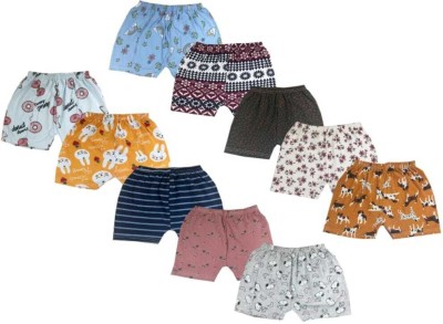 Madefa Short For Baby Boys & Baby Girls Casual Printed Cotton Blend(Multicolor, Pack of 10)