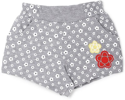 V-MART Short For Girls Casual Floral Print Pure Cotton(Grey, Pack of 1)