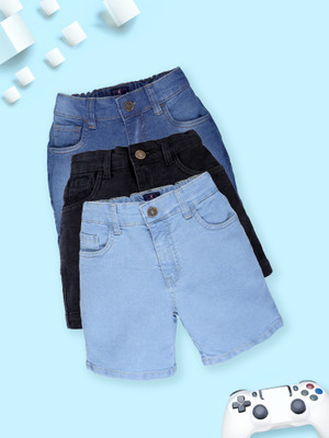 KiddoPanti Short For Baby Boys Casual Solid Denim(Multicolor, Pack of 3)