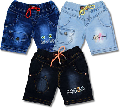 Worton Fashion Short For Baby Boys Casual Self Design Denim(Multicolor, Pack of 3)