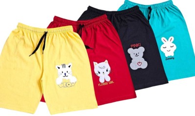 CoolTees4U Short For Girls Casual Applique Pure Cotton(Multicolor, Pack of 4)