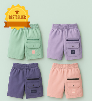 Cauchy Short For Boys & Girls Sports Self Design Cotton Blend(Multicolor, Pack of 3)