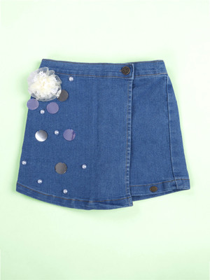 KiddoPanti Short For Girls Casual Printed Pure Cotton(Blue, Pack of 1)