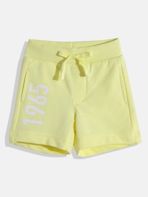 United Colors of Benetton Short For Boys Casual Solid Cotton Blend(Yellow, Pack of 1)
