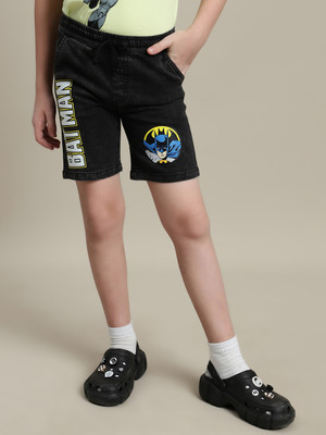 kidsville Short For Boys Casual Graphic Print Cotton Blend(Black, Pack of 1)