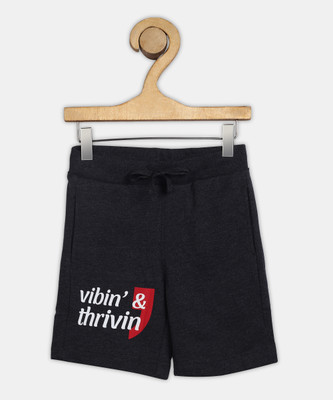 United Colors of Benetton Short For Boys Casual Printed Cotton Blend(Grey, Pack of 1)