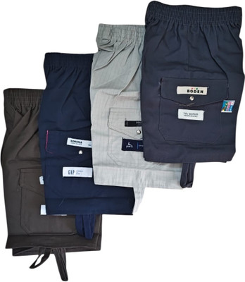 Cauchy Short For Boys & Girls Sports Solid Cotton Blend(Multicolor, Pack of 4)