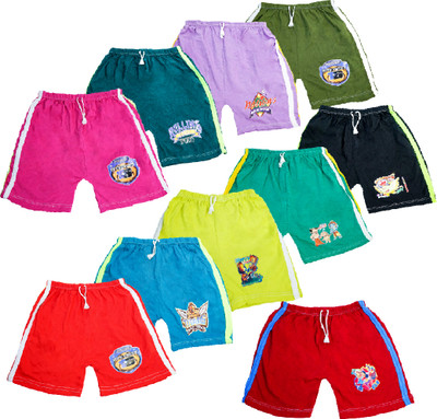 MINIMAMA Short For Boys & Girls Casual Graphic Print Cotton Blend(Multicolor, Pack of 10)