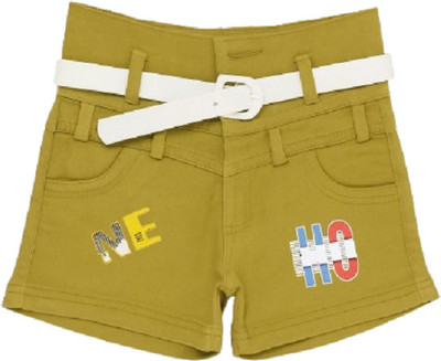 FFION Short For Girls Party Printed Cotton Blend(Green, Pack of 1)