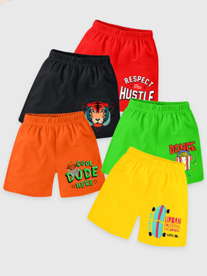 Kuchipoo Short For Boys Casual Printed Cotton Blend(Multicolor, Pack of 5)