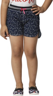 Highstar Short For Girls Casual Printed Cotton Blend(Blue, Pack of 1)