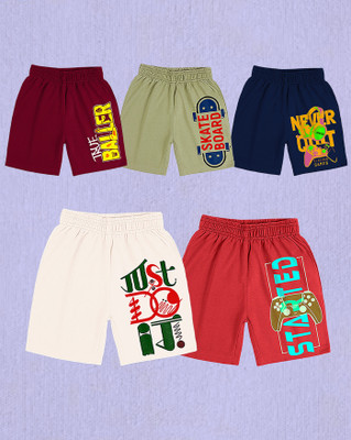 AOOSH Short For Boys Casual Printed Cotton Blend(Multicolor, Pack of 5)