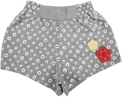 V-MART Short For Girls Casual Floral Print Pure Cotton(Grey, Pack of 1)