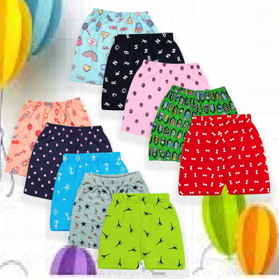 HouseOfCommon Short For Baby Boys & Baby Girls Casual Printed Cotton Blend(Multicolor, Pack of 10)