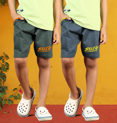 JumboTrend Short For Boys Casual Solid Cotton Blend(Grey, Green, Pack of 2)