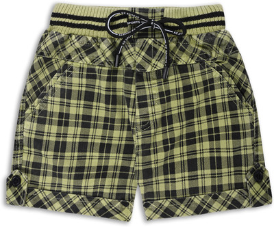 Wishkaro Short For Boys Casual Checkered Cotton Blend(Green, Pack of 1)