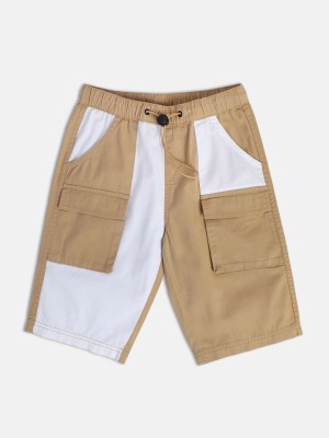 MINI KLUB Short For Boys Casual Colorblock Pure Cotton(Brown, Pack of 1)