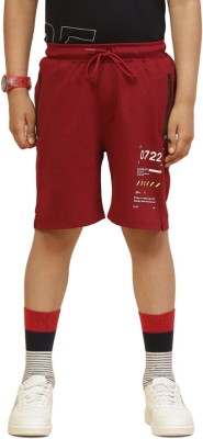 MONTE CARLO Short For Boys Casual Printed Cotton Blend(Maroon, Pack of 1)