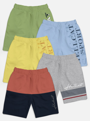 Hellcat Short For Boys Casual Printed Cotton Blend(Orange, Pack of 5)