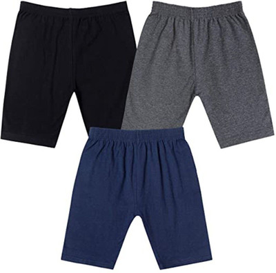 NEEORT TREND Short For Boys & Girls Casual Solid Cotton Blend(Multicolor, Pack of 3)