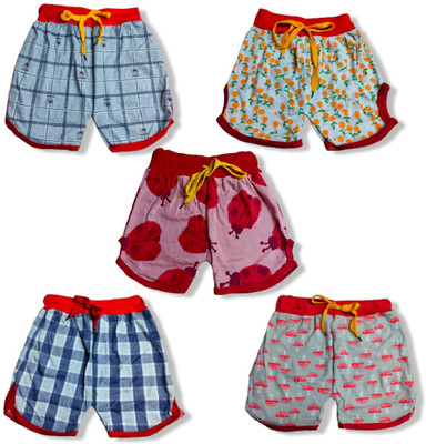 FRANSCART Short For Girls Casual Printed Cotton Blend(Multicolor, Pack of 5)