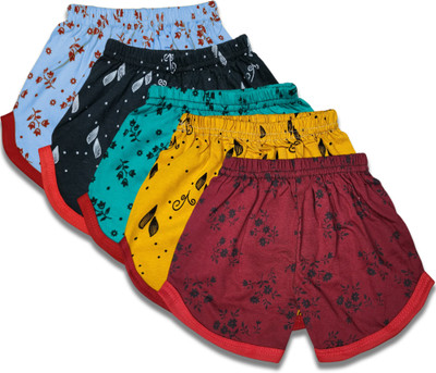 FRANSCART Short For Baby Girls Casual Printed Cotton Blend(Multicolor, Pack of 5)
