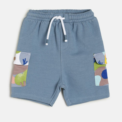 MINI KLUB Short For Boys Casual Self Design Pure Cotton(Blue, Pack of 1)