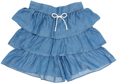 GINI & JONY Short For Girls Casual Solid Denim(Blue, Pack of 1)