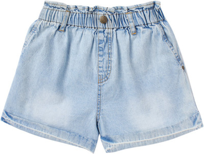 Cub McPaws Short For Girls Casual Solid Pure Cotton(Blue, Pack of 1)