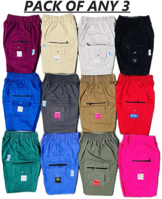 PRFAB Short For Boys & Girls Casual Solid Pure Cotton(Multicolor, Pack of 3)