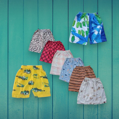FLOWNIC Short For Baby Boys & Baby Girls Casual Printed Cotton Blend(Multicolor, Pack of 8)