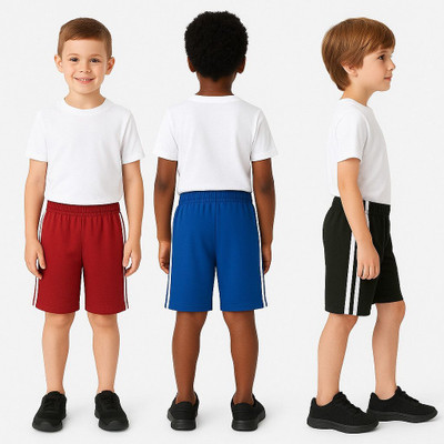 FAIROZA FASHION Short For Boys & Girls Sports Striped Polyester(Multicolor, Pack of 3)