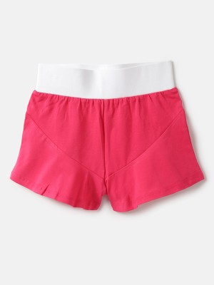 United Colors of Benetton Short For Girls Casual Solid Pure Cotton(Pink, Pack of 1)
