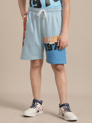 kidsville Short For Boys Casual Graphic Print Cotton Blend(Blue, Pack of 1)