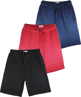 TOTCO Short For Boys & Girls Casual Dyed/Washed Cotton Blend(Multicolor, Pack of 3)