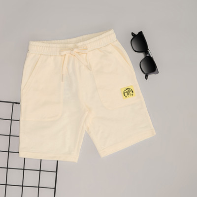 Pantaloons Junior Short For Boys Casual Solid Cotton Blend(White, Pack of 1)