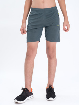 TECHNOSPORT Short For Boys Casual Solid Polyester(Grey, Pack of 1)