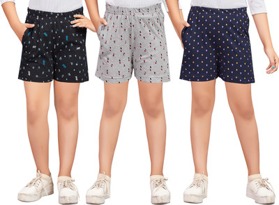 GWA Short For Girls Casual Printed Cotton Blend(Multicolor, Pack of 3)