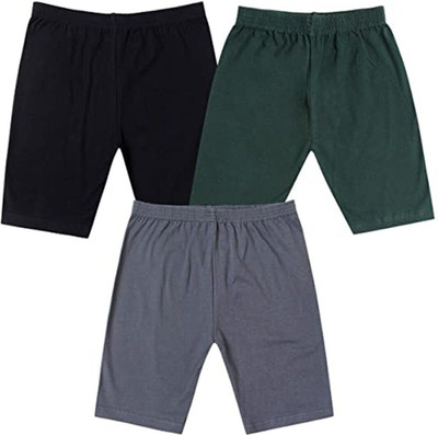 NEEORT TREND Short For Boys & Girls Casual Self Design Cotton Blend(Multicolor, Pack of 3)