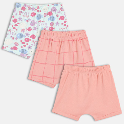 MINI KLUB Short For Baby Girls Casual Applique Cotton Blend(Multicolor, Pack of 3)