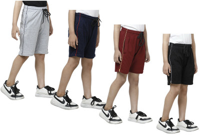 KAVYA Short For Boys Casual Solid Pure Cotton(Multicolor, Pack of 4)