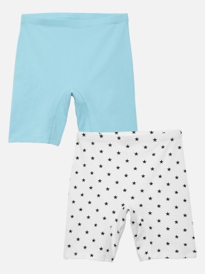 Mackly Short For Girls Casual Printed Pure Cotton(Light Blue, Pack of 2)