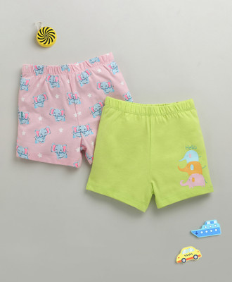 BUMZEE Short For Girls Casual Printed Pure Cotton(Pink, Pack of 2)