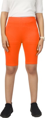 INNEB Short For Girls Casual Solid Cotton Lycra(Orange, Pack of 1)