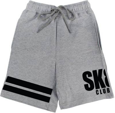 Yk Short For Boys Casual Printed Cotton Blend(Grey, Pack of 1)