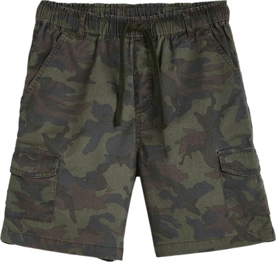 Cub McPaws Short For Boys Casual Printed Pure Cotton(Dark Green, Pack of 1)